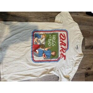 D.A.R.E. Drugs Are Bad Graphic T Shirt Mens S Beige Classroom Novelty Tee